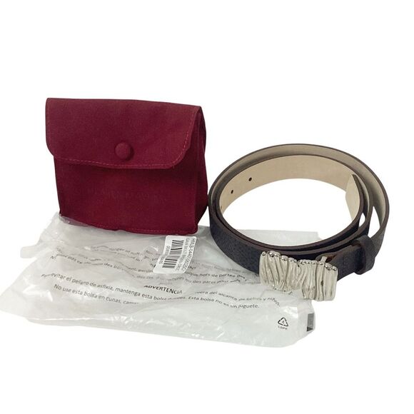 HEAVEN MAYHEM Size S Gaia Belt Brown Crocodile Embossed Leather Silver Buckle - Picture 8 of 9